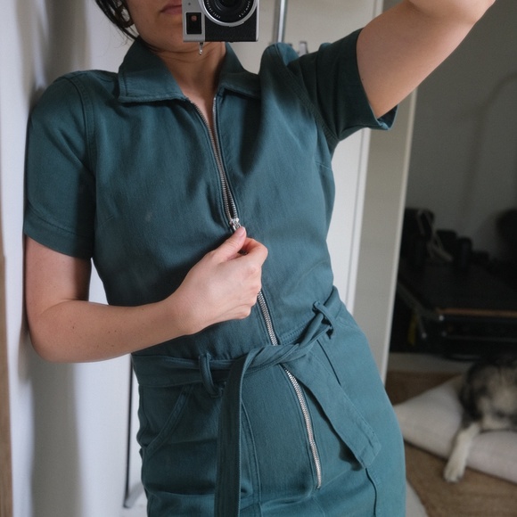 Reformation green denim jumpsuit - Picture 2 of 7